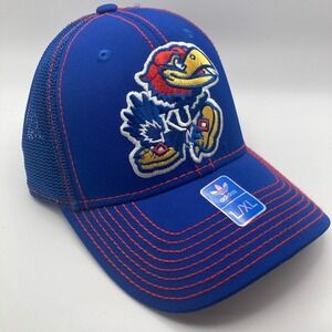 NWT‎ Adidas Kansas University KU Jayhawk Cap L/XL Structured Flex Mesh Back Hat